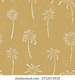 Divertidos fuegos artificiales dibujados a mano, patrón sin fisuras, ideal para textiles, envoltura, Anuncio, Fondos de pantalla - diseño de Vector
