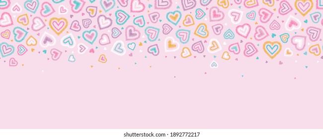 Fun hand drawn doodle hearts seamless pattern, lovely background, great for Valentine's Day, Mother's Day, wallpapers, wrapping, textiles, banners - vector design