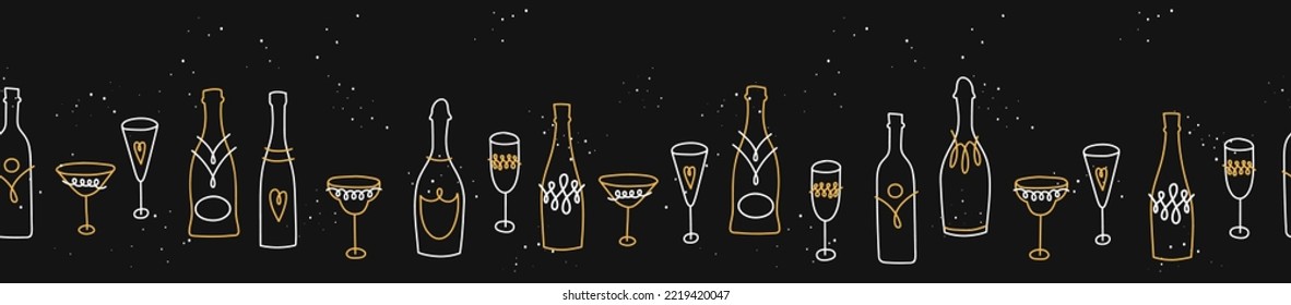 Fun hand drawn doodle new years seamless pattern, great for textiles, wrapping, banner, wallpapers - vector design