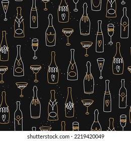 Fun hand drawn doodle new years seamless pattern, great for textiles, wrapping, banner, wallpapers - vector design