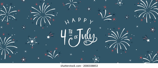 Fun hand drawn firework design in red, blue white colors, party background, great for Independence day, fabrics, banners, wallpapers, wrapping - vector design