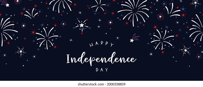 Fun hand drawn firework design in red, blue white colors, party background, great for Independence day, fabrics, banners, wallpapers, wrapping - vector design