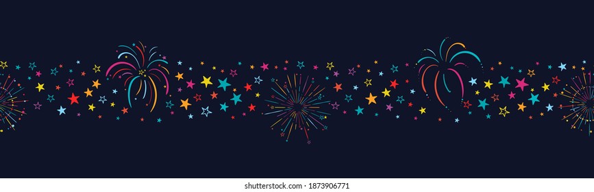Fun hand drawn fireworks and stars, happy new year, great for greeting cards, banners, wallpapers - vector design