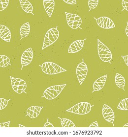 Fun hand drawn leaves seamless pattern, doodle leaf background, great for textiles, banners, wallpaper - vector design