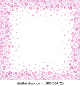 Fun hand drawn love design, colorful doodle hearts background, great for banners, wallpapers, textiles - vector design