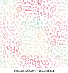 Fun hand drawn party seamless pattern with music notes, elegant background, great for textiles, banners, wallpapers, wrapping, New Years Eve - vector design
