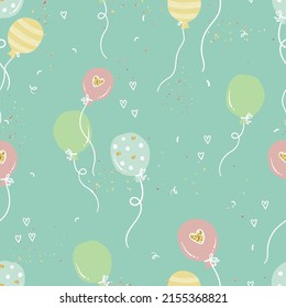 Fun hand drawn party seamless background. Great for birthday parties, textiles, banners, wallpapers, wrapping - vector design 