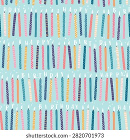Fun hand drawn party seamless background with birthday candles, great for birthday parties, textiles, banners, wallpapers, wrapping - vector design