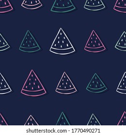 Patrón fluido de verano dibujado a mano con melones de agua, fondo vibrante, genial para los textiles de verano, pancartas, papel pintado, envoltura - diseño vectorial