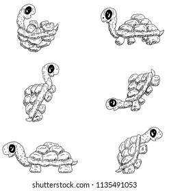 Fun Hand Drawn Tortoise Turtle Icon Cartoon Character