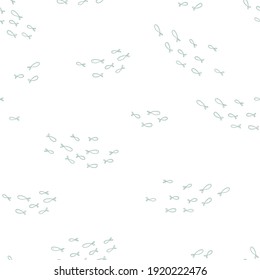 Fun hand drawn underwater seamless pattern, cute fish swarms,  great for banners, wallpapers, textiles, wrapping - vector design 