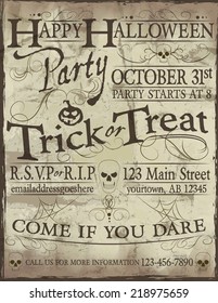 Fun hand lettering Happy Halloween party invitation template