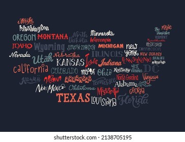 Fun hand written USA design, cute doodle letters template, great for cards, textiles, banners, wallpapers, 4th of July  - vector design
