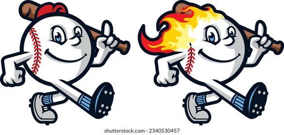 Fun and Happy Baseball Flame Cartoon Mascot