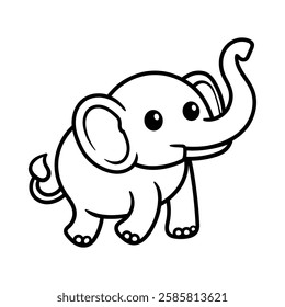 fun happy big elephant cartoon character isolated drawing line style sketch classic vintage design illustration