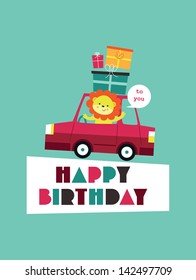 fun happy birthday card design. vector illustration