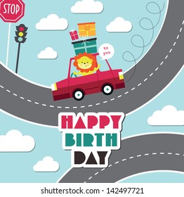 fun happy birthday card design. vector illustration