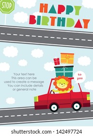 fun happy birthday card design. vector illustration