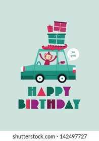 fun happy birthday card design. vector illustration
