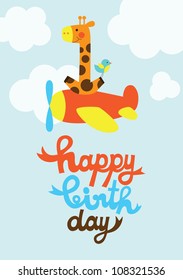 fun happy birthday card. vector illustration