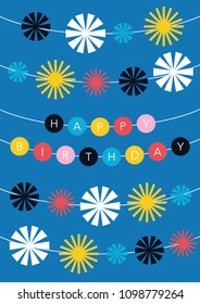 Fun Happy Birthday Card. Vector illustration.