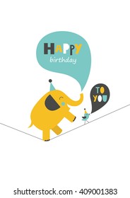fun happy birthday card. vector illustration