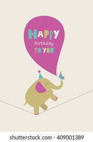 fun happy birthday card. vector illustration