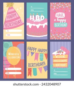 Fun happy birthday gift tag and greeting cards