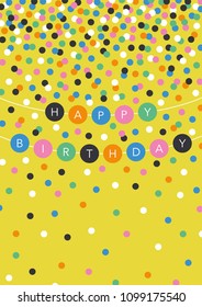 Fun Happy Birthday greeting Card. Vector illustration.