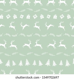 Fun and happy christmas seamless pattern with jumping deers and christmas decoration, hand drawn and creative, great for wrapping, textiles, banners, wallpapers - vector design
