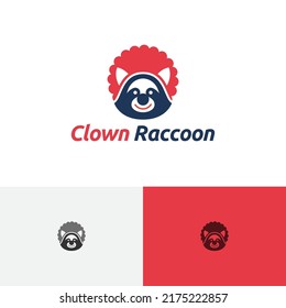 Fun Happy Clown Raccoon Show Animal Zoo Logo