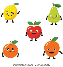Fun Happy Fruit Characters Playful Strawberry Watermelon Pineapple Art
