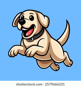 fun happy jumping dog cartoon colored character isolated drawing line style sketch classic vintage design illustration