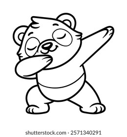 fun happy panda dabbing cartoon character isolated drawing line style sketch classic vintage design illustration