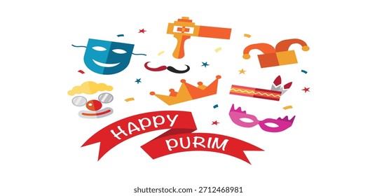 Diversión feliz purim vector iconos Ilustración vectorial