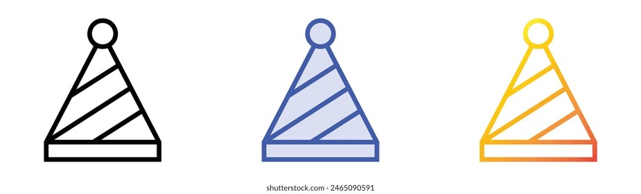 fun hat icon. Linear, Blue Fill and Gradient Style Design Isolated On White Background