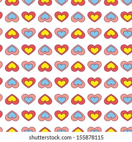 Fun hearts seamless wallpaper background - Illustration.