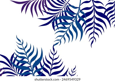 
Fun Hello Summer concept design, abstract illustration with jungle exotic leaves, colorful design, white background and summer banner.