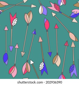 Fun hipster seamless pattern with arrows. Arrow background.  Vector illustration