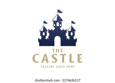 Fun Holiday Castle Silhouette For Circus Recreation Park Logo Design Vector