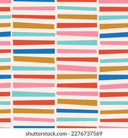 Fun Horizontal Circus Stripe Bright Colours Seamless Repeat Pattern Kids