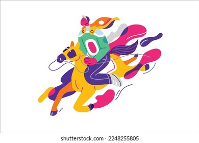 Fun Horse Riding Vector Illustration