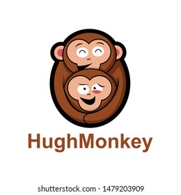 fun hugging monkey logo design template