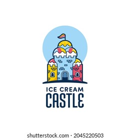 Fun Ice cream castle logo icon template