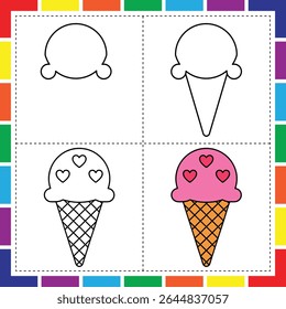 Fun Ice Cream Drawing Tutorial for Kids to Color