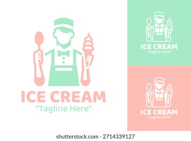 A fun ice cream parlor logo created for family-friendly dessert shops and joyful branding.