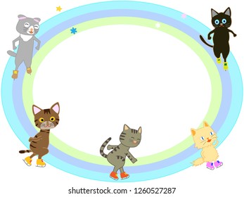 Fun ice skating of cats.