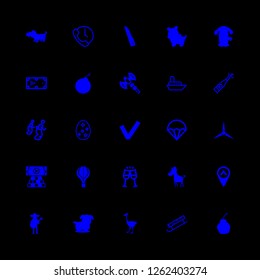 fun icon set about billiard, ok, hot air ballon silhouette and axe vector set