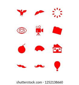 fun icon set about mustache, bright, eye and bomb vector set