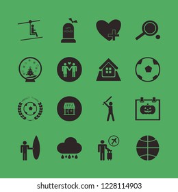 fun icon. fun vector icons set baseball player, snow globe, shop and ping pong